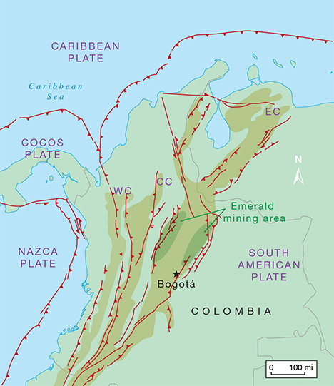 Map of Colombia’s tectonic domains and structural features