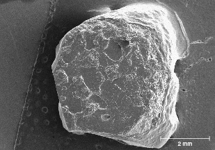 Figure 24. SEM image showing the surface of a Rock Creek sapphire. The hillocks on the surface are typical of Rock Creek sapphire. Image by Richard Berg (modified from Berg, 2022).