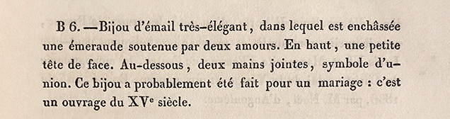 Figure 4. Description of the pendant by Théophile Marion Dumersan (1838), from author GR’s private library. For translation, see table 1.
