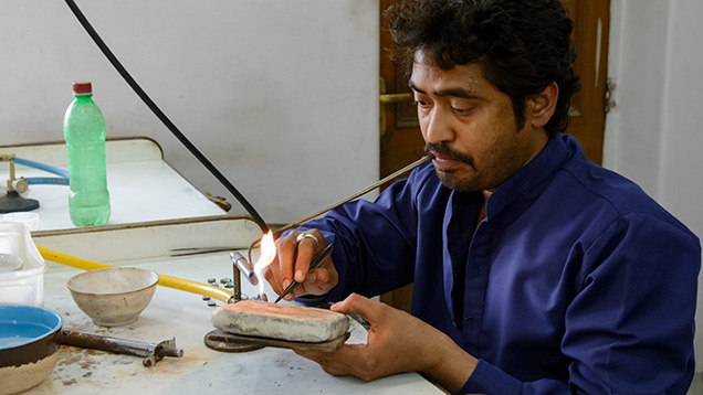 Gold soldering with a blowpipe at Gem Palace