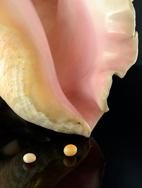 Two of the eight studied nonbead-cultured pearls.