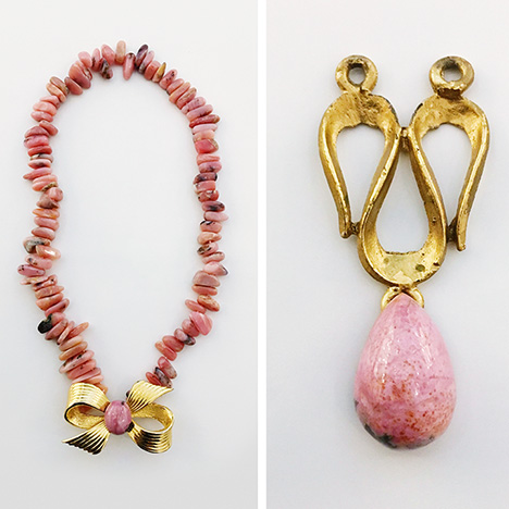 Jewels produced with Swiss rhodonite from Tanatz Alp