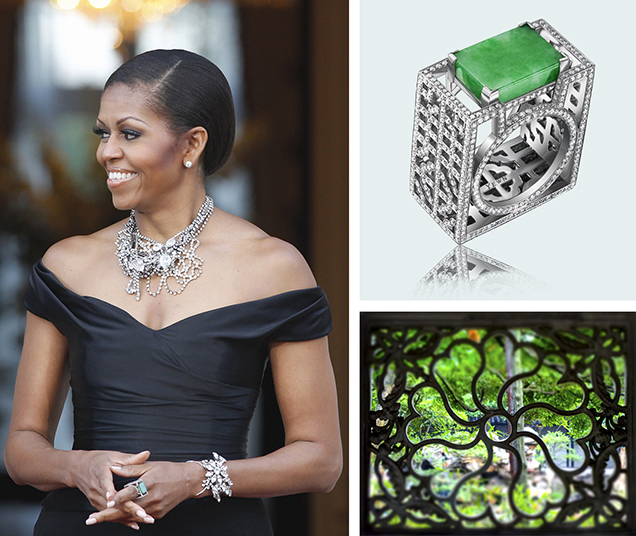 “Wish Fulfilling” ring with lattice pattern