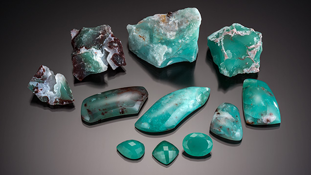 Chalcedony marketed under the name “Aquaprase.”