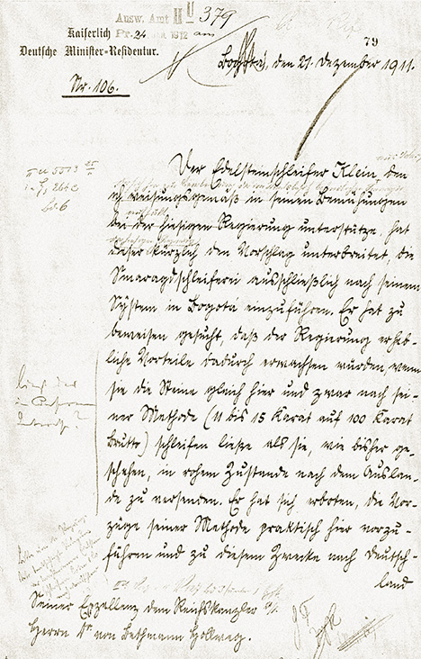 1911 Report from Bogotá to the German Ministry of Foreign Affairs