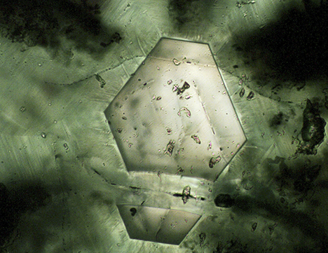 Separate areas in emerald core showing multiple growth periods