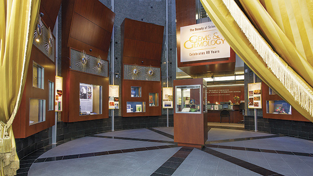 The exhibit’s location at the GIA library entrance