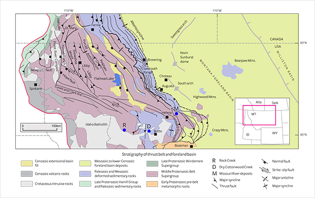 Regional tectonic map of Montana and adjacent areas
