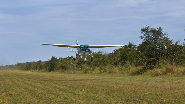 アナイ鉱山近くに着陸する飛行機