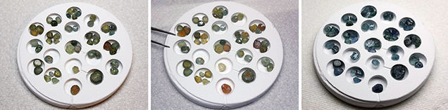 Rock Creek sapphires before and after heating