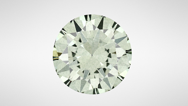 A 2.42 ct green diamond treated by radioactive salts.