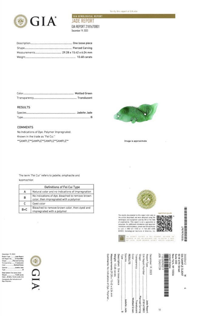 The GIA Jade Report.