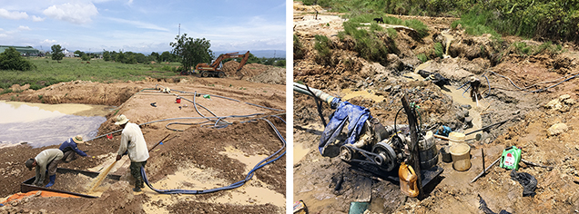 Mechanized mining of sapphire in Binh Thuan and Krong Nang