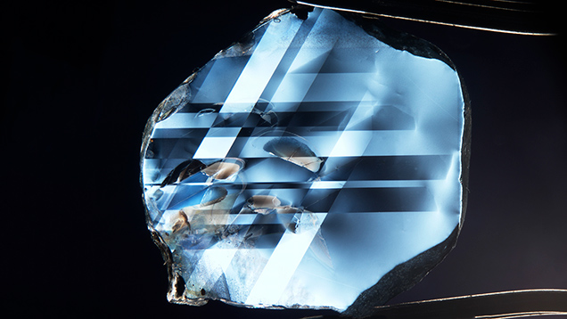 Ethiopian sapphire wafer with twinning.