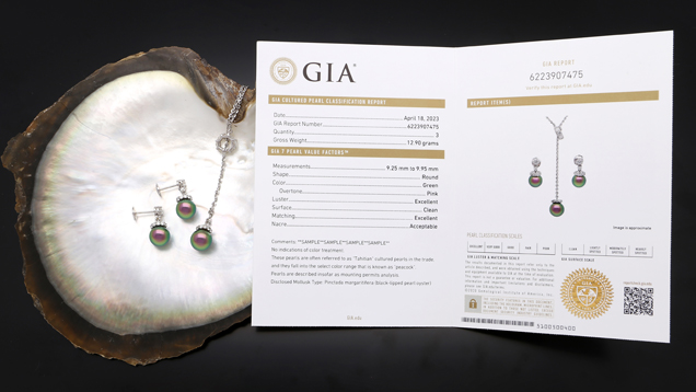 GIA is adding a report comment employing the trade color term “Peacock” for designated colors of cultured pearls from the Pinctada margaritifera black-lipped pearl oyster, commonly known as Tahitian pearls.