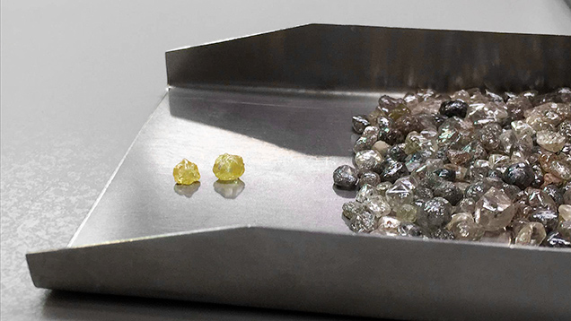 Yellow cuboctahedral diamonds from Lomonosov.