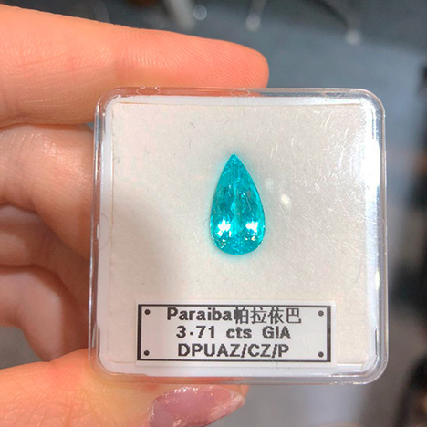 3.71 ct pear-shaped Paraíba tourmaline