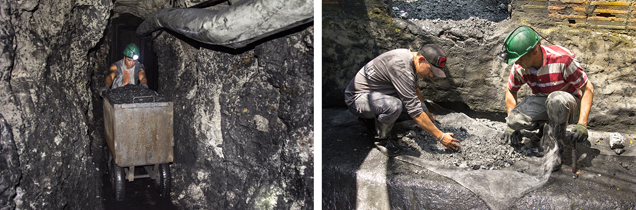 Pushing carts of ore through the tunnels at Los Españoles