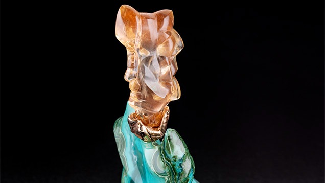 Helen Serras-Herman’s “Pluto & Persephone” carving.