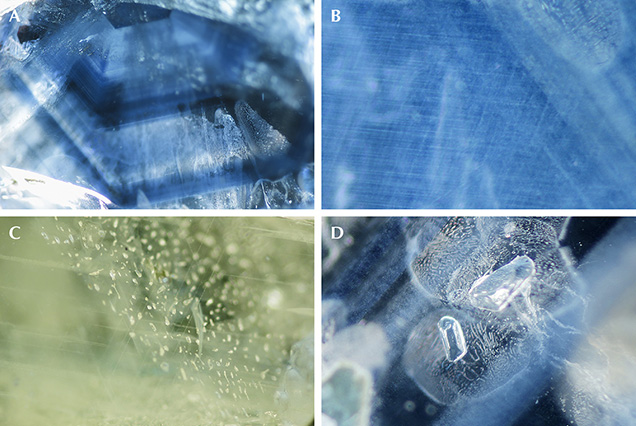 Typical internal features in sapphire from southern Vietnam