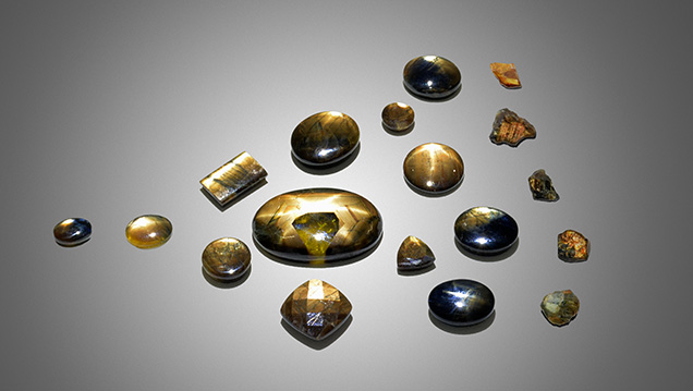 The examined golden sheen sapphires.