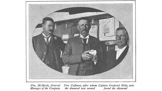 The individuals involved with the discovery of the Cullinan diamond in 1905.  Taken from the American Magazine, (Vol. 63, No. 4, pp. 424-429, 1907).