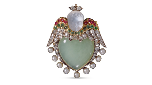 Antique Moonstone Angel Brooch