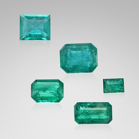 Faceted Habachtal emeralds from the H.A. Hänni collection at SSEF