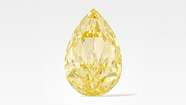 Figure 1. The 202.28 ct “Yellow Rose” diamond sold in Geneva for $6.7 million. Courtesy of Christie’s Images Ltd. 2024.