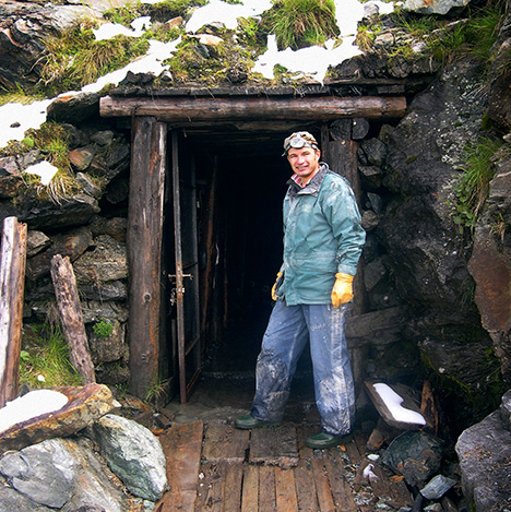 Andreas Steiner at entrance to the D gallery of the Habachtal mine