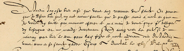 Figure 7. Letter of order by Catherine de’ Medici to jeweler François Dujardin commissioning an emerald jewel (“Recueil de devises grecques...,” 16th century).