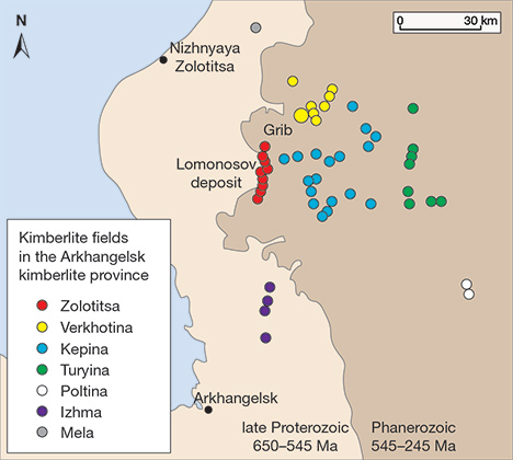 Kimberlitic rocks of the Arkhangelsk kimberlite province.