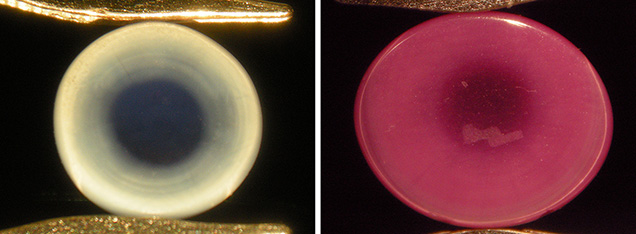 Clear center and milky rim in Wiede’s synthetic star corundum