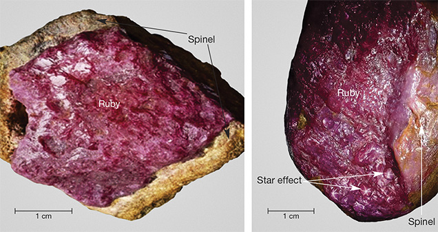 Corundum with spinel corona and possible star effect