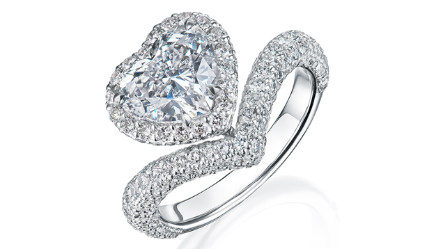 Ring featuring heart-shaped laboratory-grown diamond