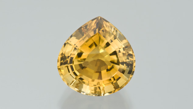 This 7.35-ct. pear-shape citrine is a popular vivid orangy yellow color.   - Robert Weldon