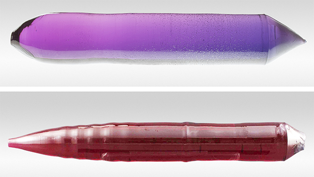 Crystal boules grown for multi-doped corundum standards