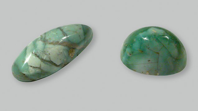 Two variscite cabochons from central Tajikistan