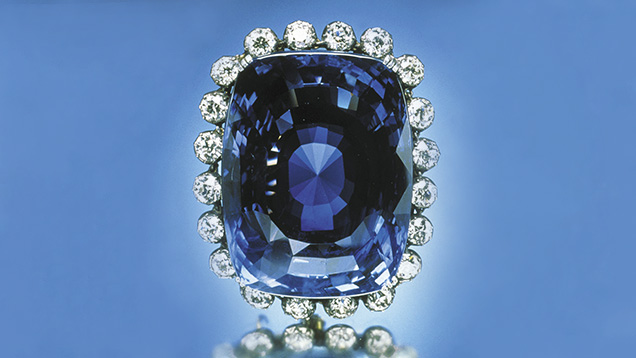 Figure 5. The 423 ct Logan sapphire is one of many famous stones from Sri Lanka. Photo by Chip Clark; courtesy of the Smithsonian Institution.