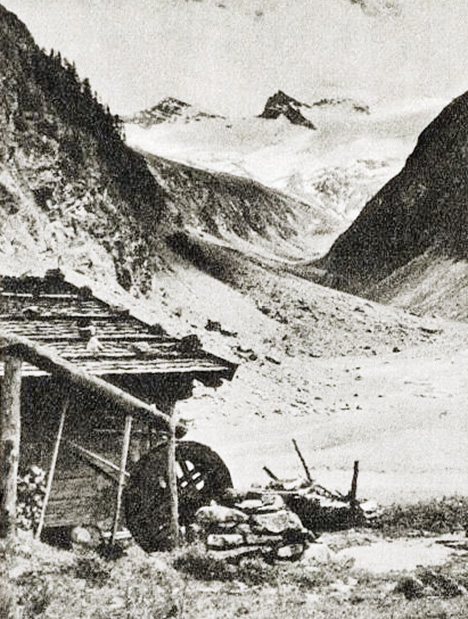 View from the Habachtal mine downhill to the secondary deposit