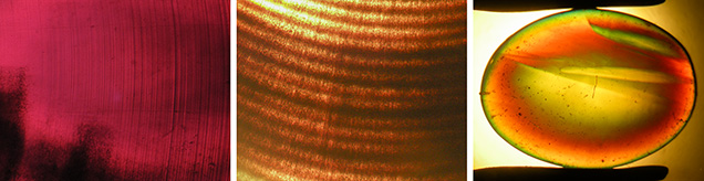 Curved growth lines and irregularly distributed gas bubbles in Verneuil-grown diffusion-treated synthetic rubies and sapphires