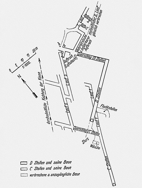 1929 Map of Habachtal Mine by Wilhelm Müller