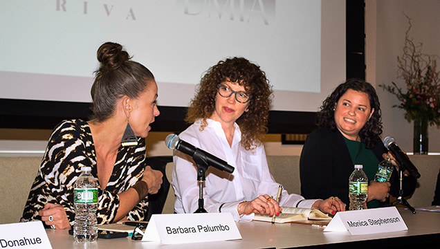 Barbara Palumbo, Monica Stephenson, and Sarah Yood speak at the conference.