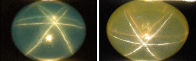 Diffusion-treated blue synthetic sapphire, from recent production and from the 1970s, both manufactured by Wiede’s Carbidwerk