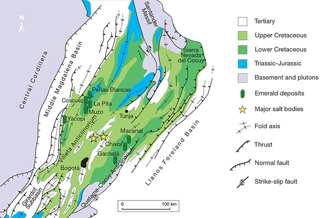 Simplified geological map of Colombia’s Eastern Cordillera