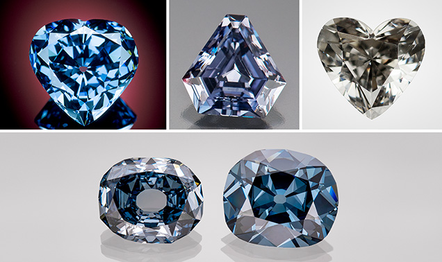 Recently discovered and legendary diamonds in the blue/gray/violet color range