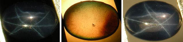 Linde synthetic blue sapphire with pronounced color zoning and asterism