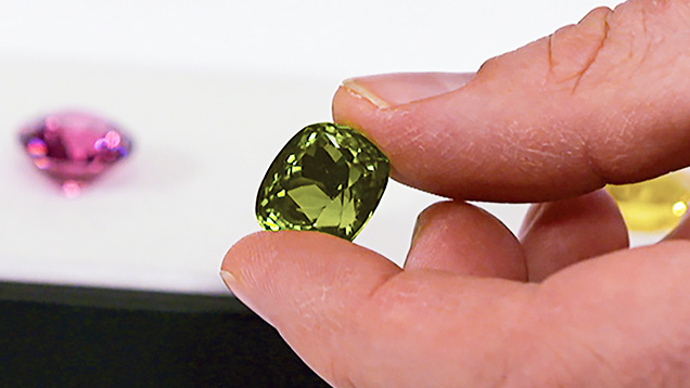 Burmese peridot with inclusions