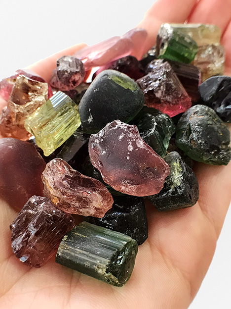These pink and green tourmalines from the Democratic Republic of the Congo.