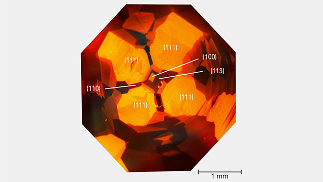 DiamondView image of HPHT synthetic diamond sample